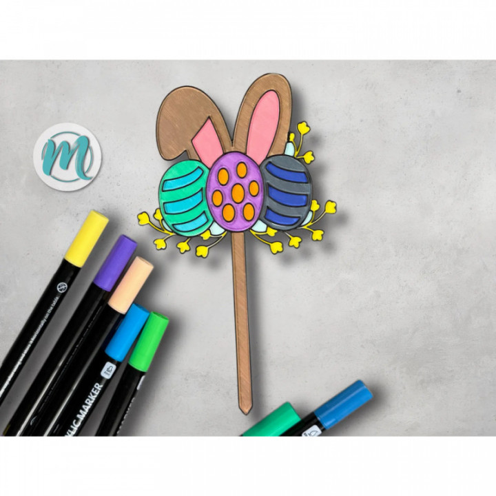 Blumenstecker "Bunny & Eggs" angemalt