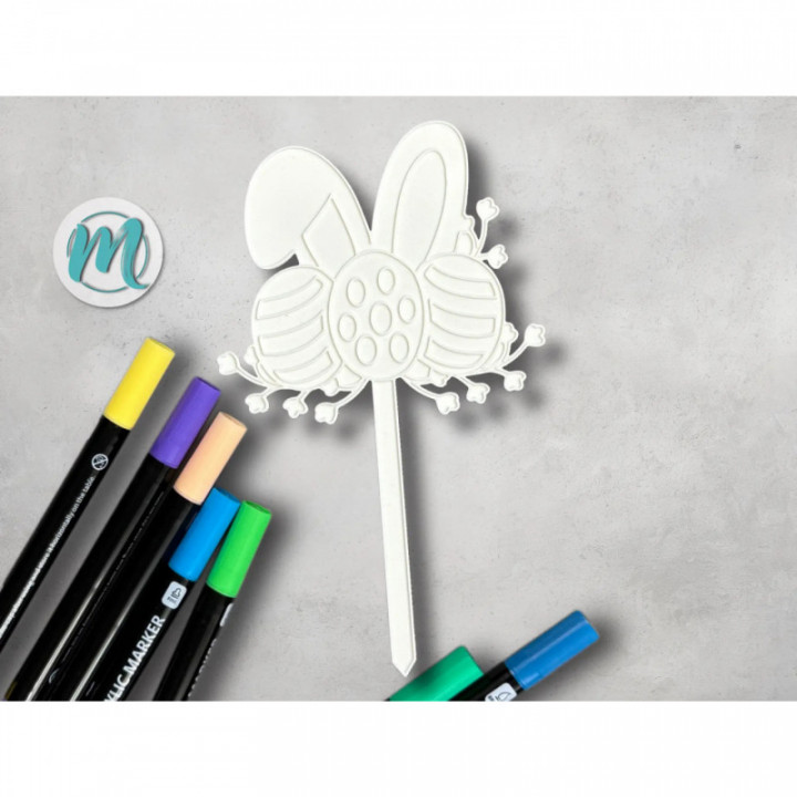 Blumenstecker "Bunny & Eggs" weiß