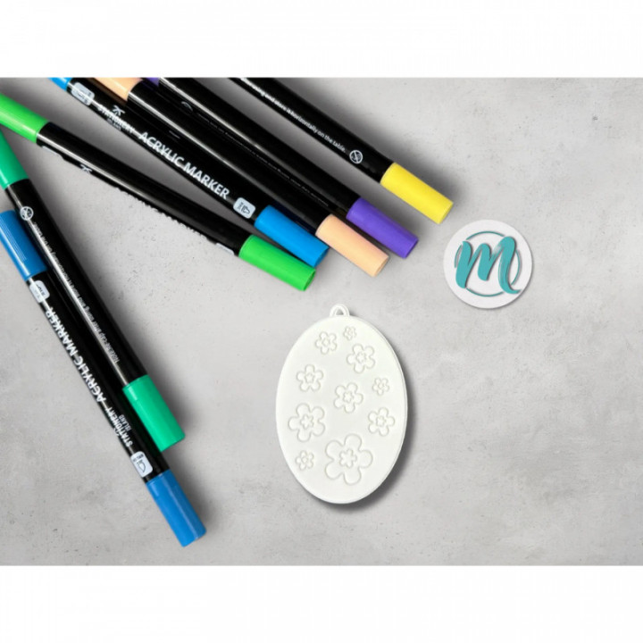 Osterei "Flower-Power" weiß