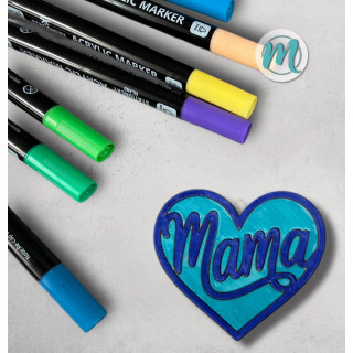 3D-Ausmalbild Herz Mama – DIY Geschenk mit Schriftzug