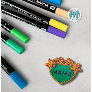 3D-Ausmalbild Blumenherz Mama – DIY Geschenkidee aus PLA