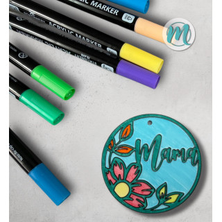 3D-Ausmalbild Plakette Mama – Florales DIY Geschenk aus PLA