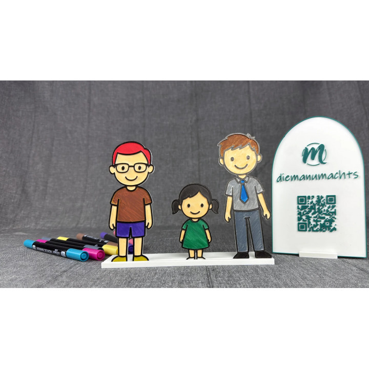 3D Ausmalfigur Erwachsene Person – kurzes Haar und Krawatte